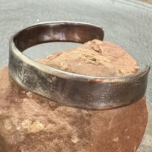 Handmade Men's Silver Texture Copper Cuff Bracelet, Handmade Hammered
